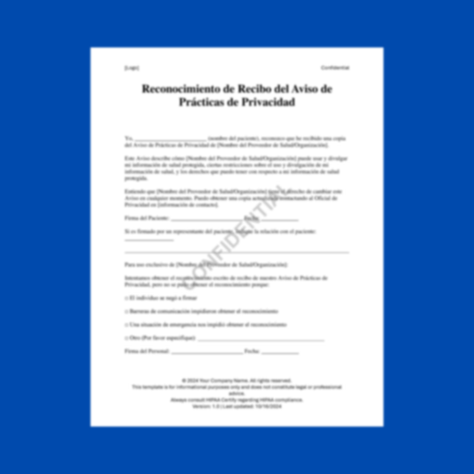 Acknowledgment of Receipt of Notice of Privacy Practices Template
