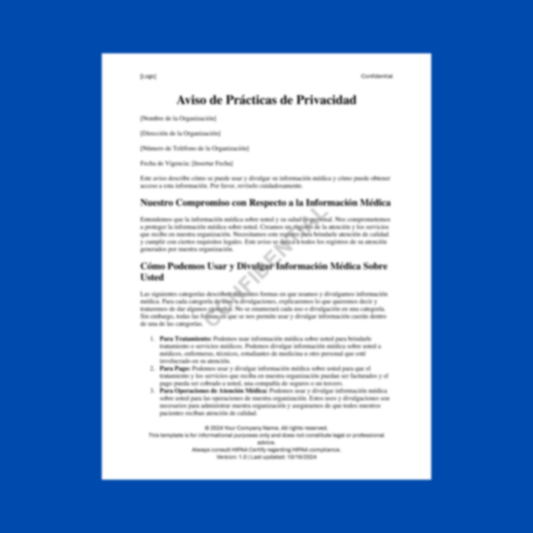 Aviso de Prácticas de Privacidad Template