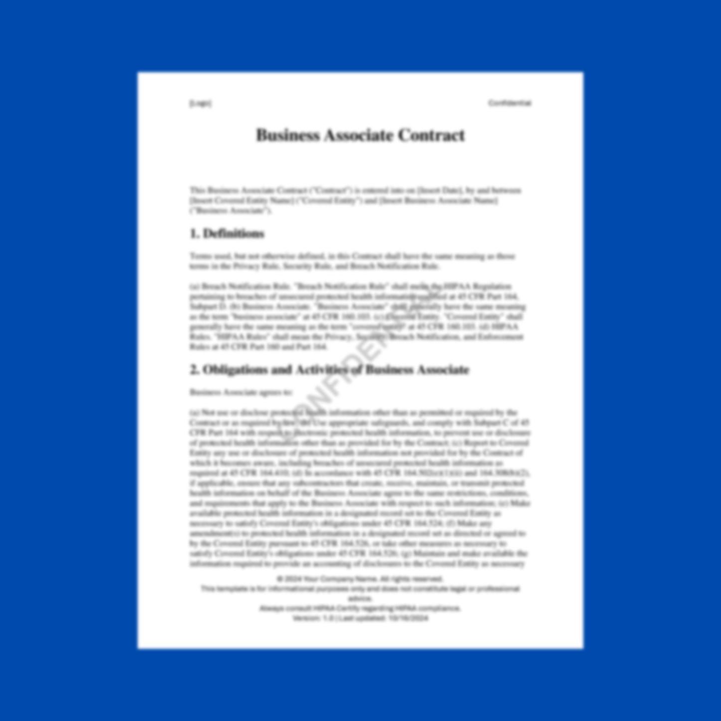 Business Associate Contract Template