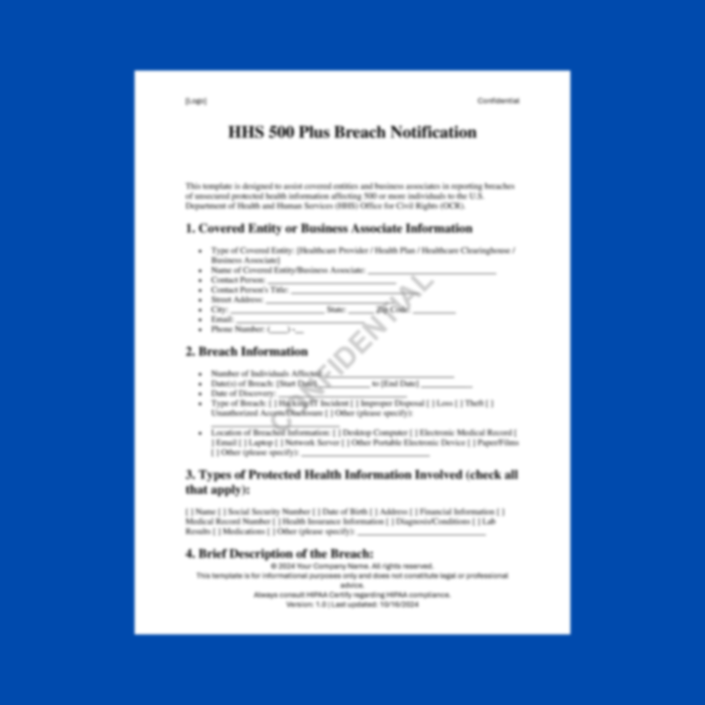 HHS 500 Plus Breach Notification Template