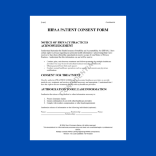 HIPAA Patient Consent Form Template