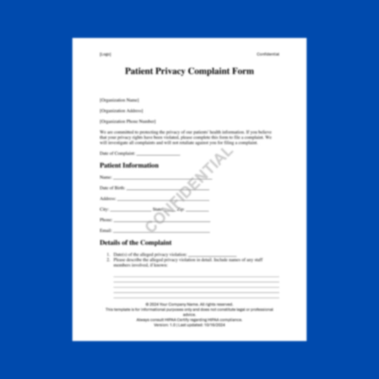 Patient Privacy Complaint Form Template